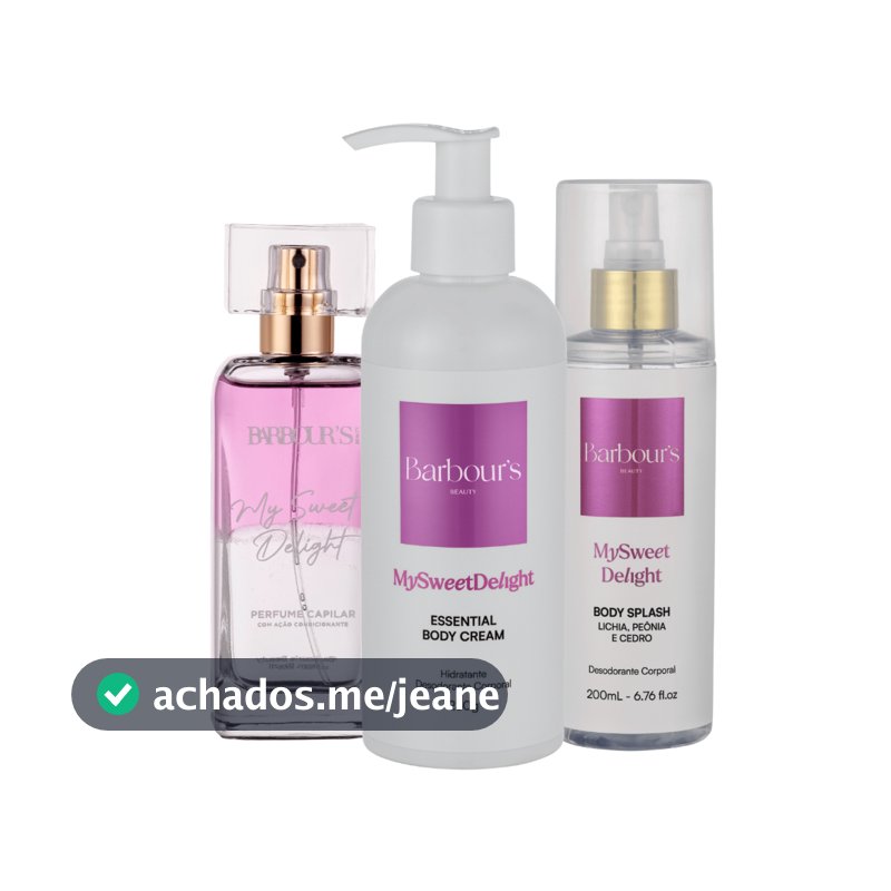 Kit Body Splash Hidratante Corporal Perfume Capilar My Sweet Delight Barbour's Beauty