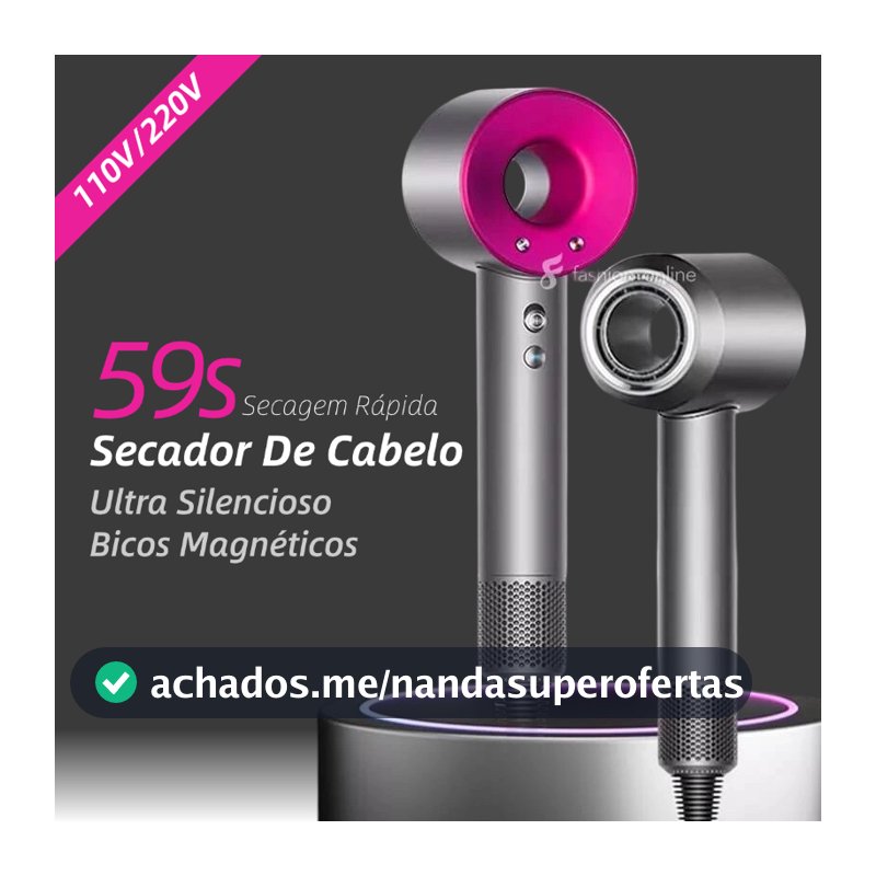Secador De Cabelo Silencioso Super Sônico Magnético 110V/220V