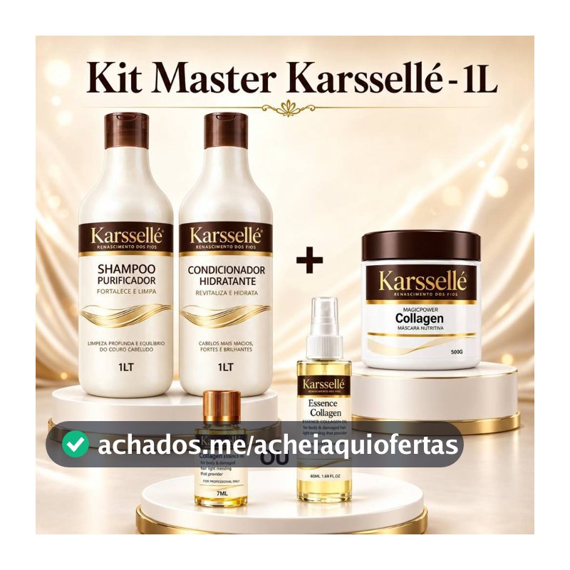 Kit Shampoo 1LT + Condicionador 1LT + Máscara 500g + Oleo 7ml OU 60ml - Karssellé