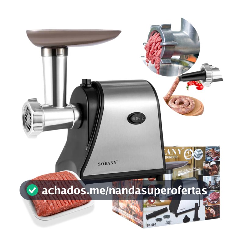 Máquina Moer Moedor De Carne Elétrico 500W Faz Linguiça Carne Frango 110V 220V