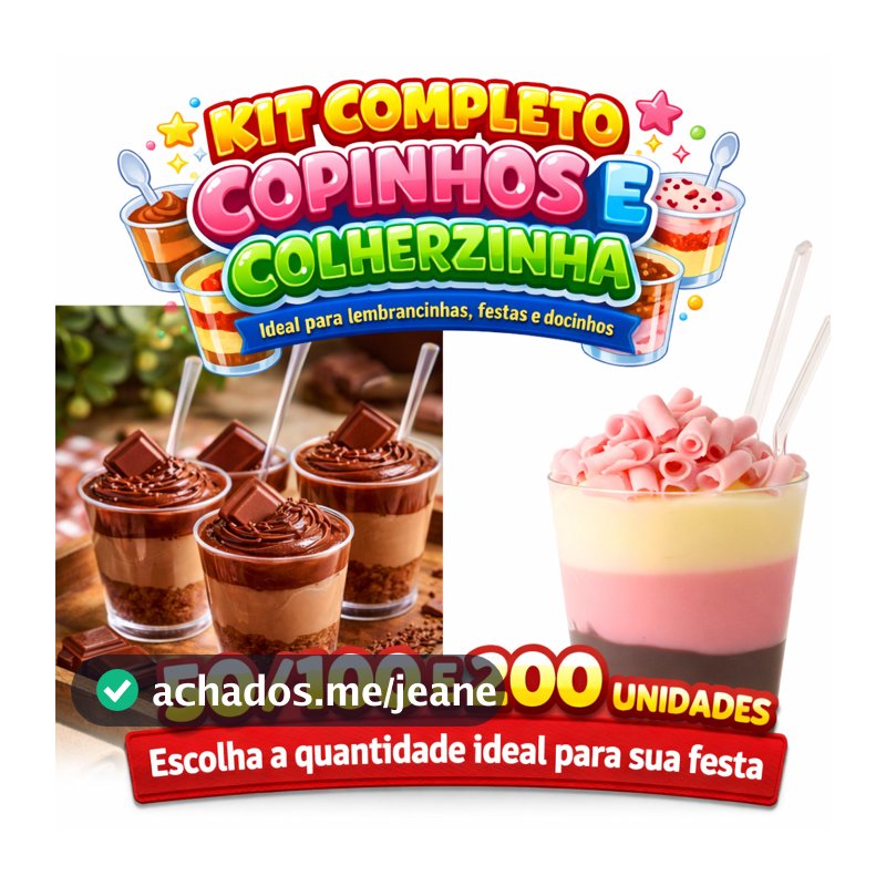Kit Copinhos de Brigadeiro com Colherzinha Acrílico Docinho Doce MIni Mousse Lembrancinha Festa