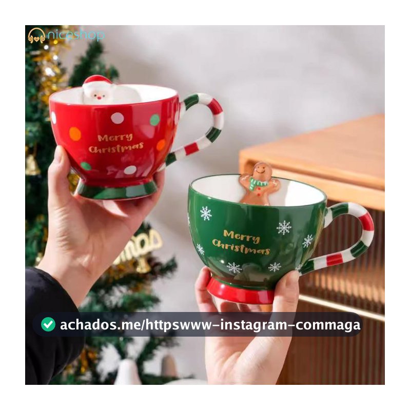 Tigela De Natal 500ml Caneca De Papai Noel Biscoito De Gengibre