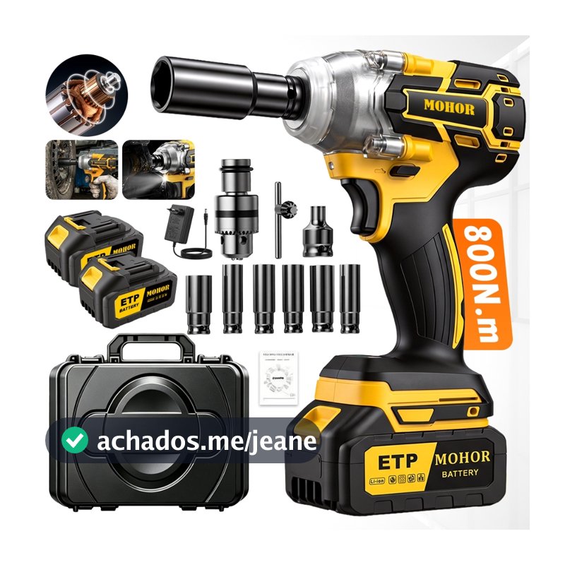 Parafusadeira Furadeira e Chave De Impacto 48v 02 Baterias Sem Fio Soquetes com Maleta Profissional
