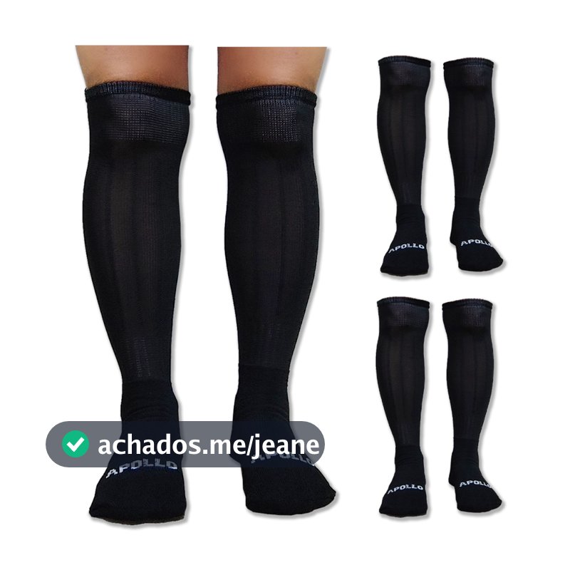 Kit 3 Conjunto Meião Futebol Jogo Treino Cor Preta Original Tamanho Infantil e Juvenil