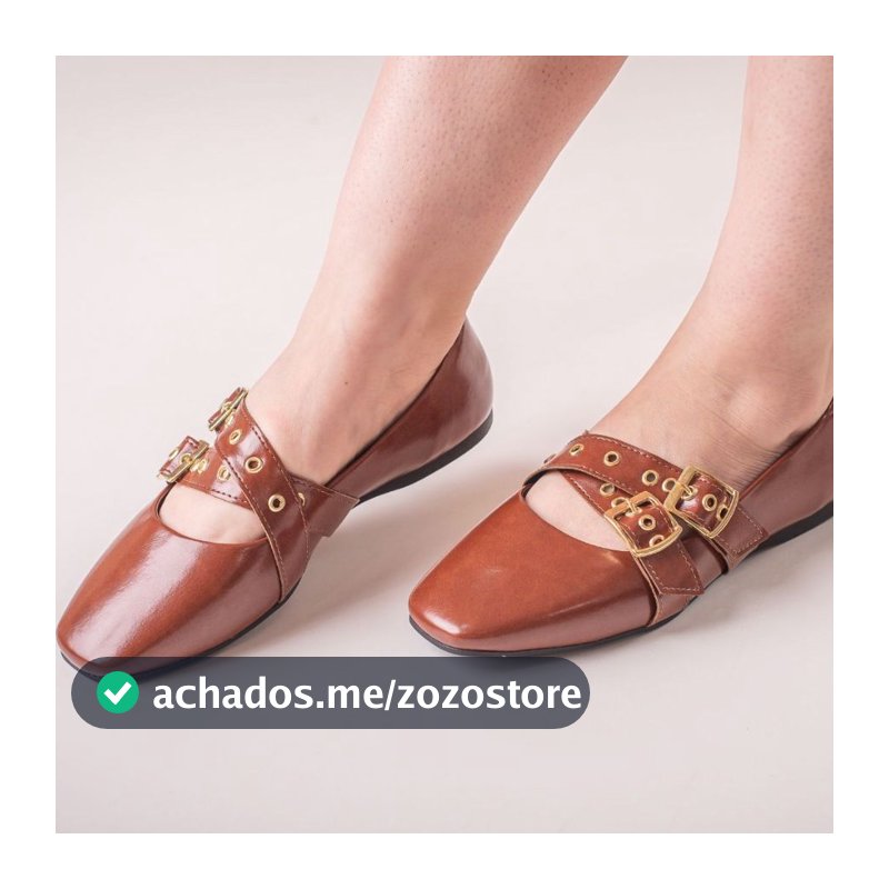Sapatilha Feminina Moderna Fivela Bico Quadrado Confortável Estilo Casual Elegante Leve Tendencia Moda