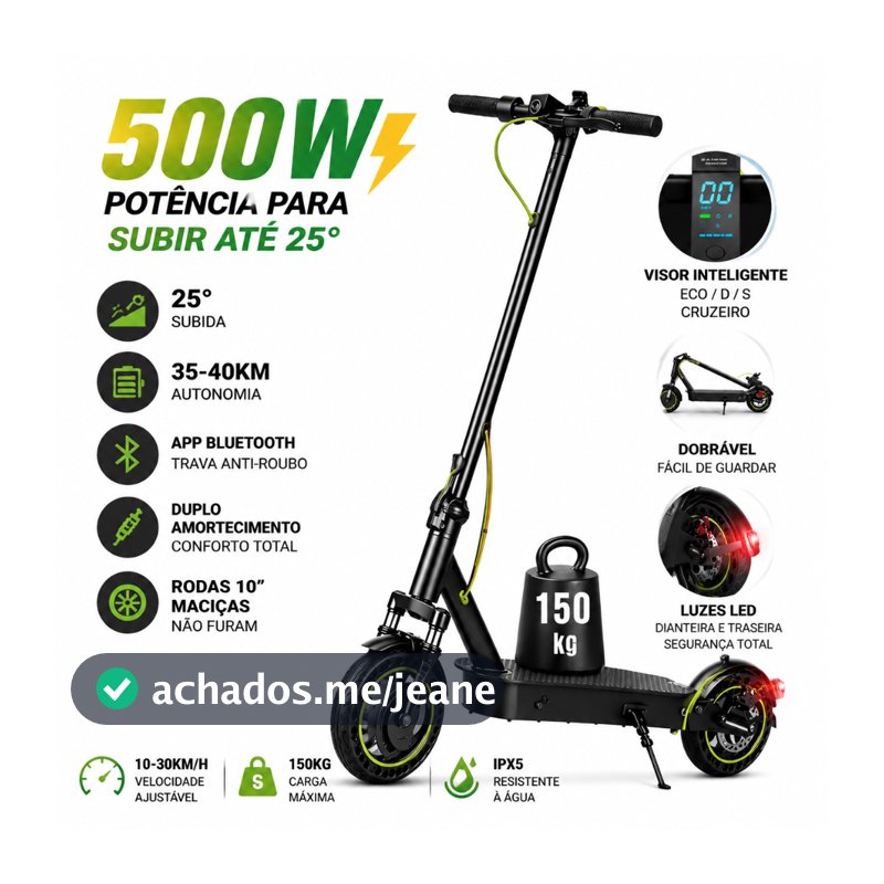 Patinete Scooter Elétrico,Patinete Elétrico 500w Com Velocidade Até 30 Km Bluetooth,autonomia de 40 km, dobrável