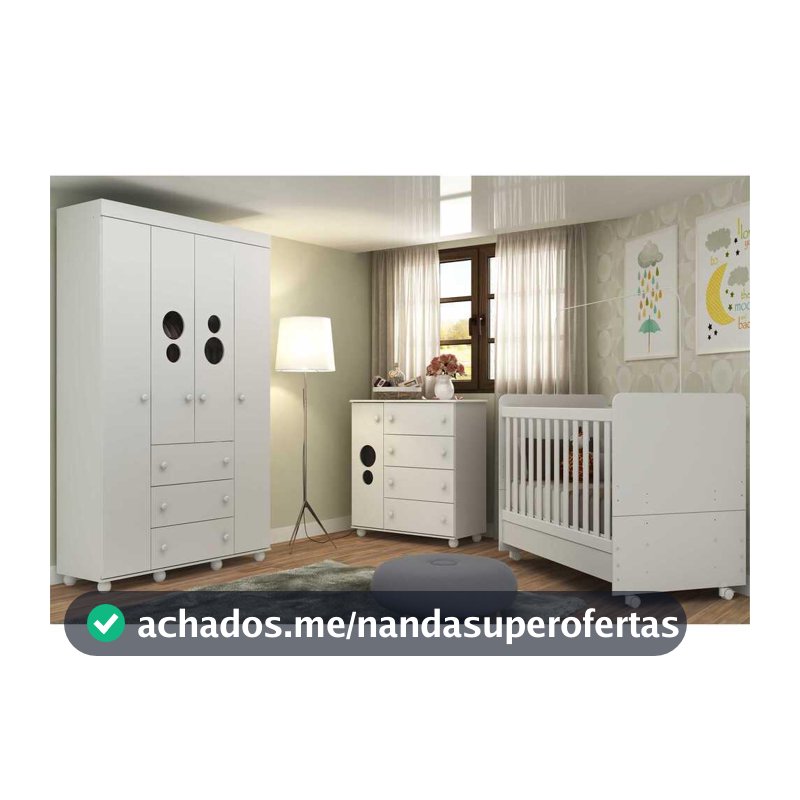 Quarto Completo Infantil com Colchão Incluso Pimpolho Multimóveis Branco