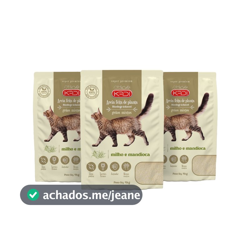 12kg AREIA HIGIÊNICA BIODEGRADÁVEL KADI PARA GATOS GRÃOS MISTOS 4KG
