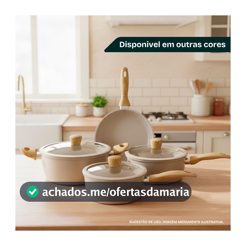 Jogo de Panelas 4 Peças Antiaderente Cerâmica Compatível Fogão Gás e Indução