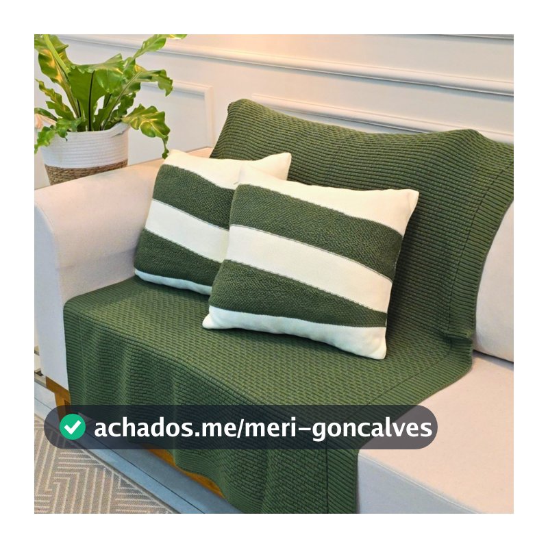 Kit Manta de Tricot Sofá Poltrona 150x100cm Siena Decorativa Sala +  2 Capas de Almofadas 45X45cm