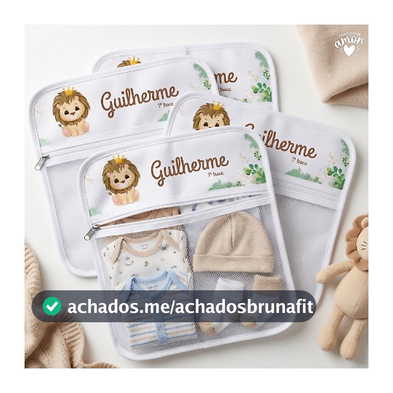 Saquinhos Maternidade Organizador Bebê Personalizado com Nome Recém Nascido com Zíper