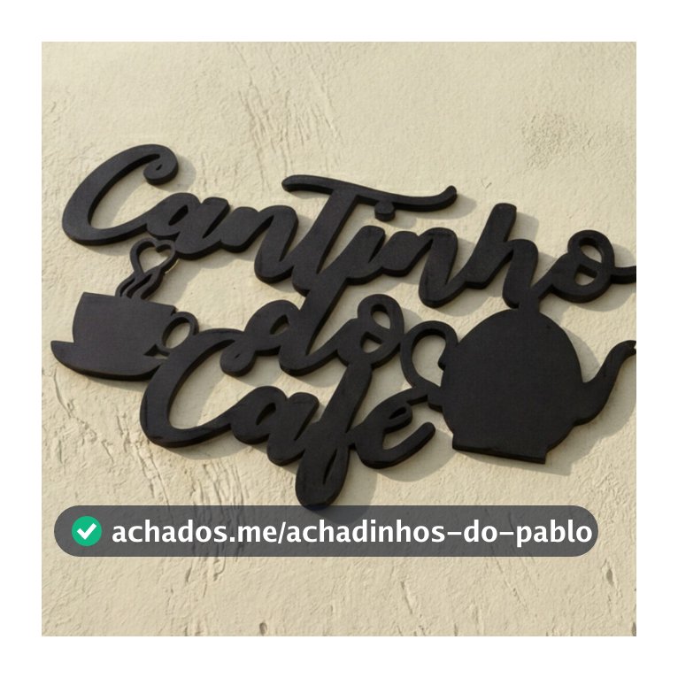 Recorte Cantinho do Café MDF Preto 25x15 Bule Xícara Decoração Parede Cozinha Cafeteria Padaria