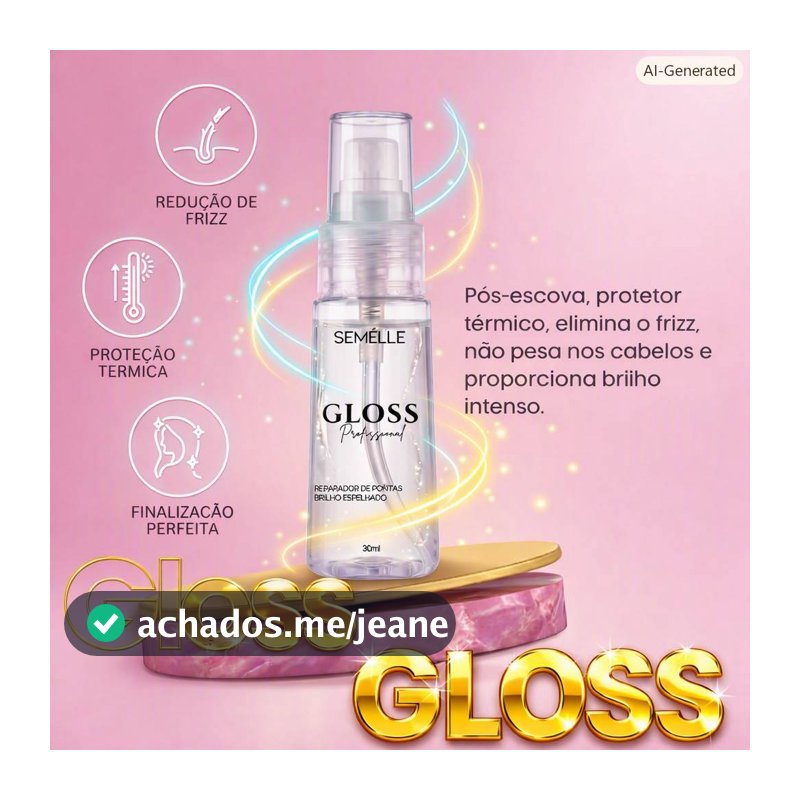 Reparador de Pontas Gloss com Silicone Anti frizz para todos tipos de Cabelo