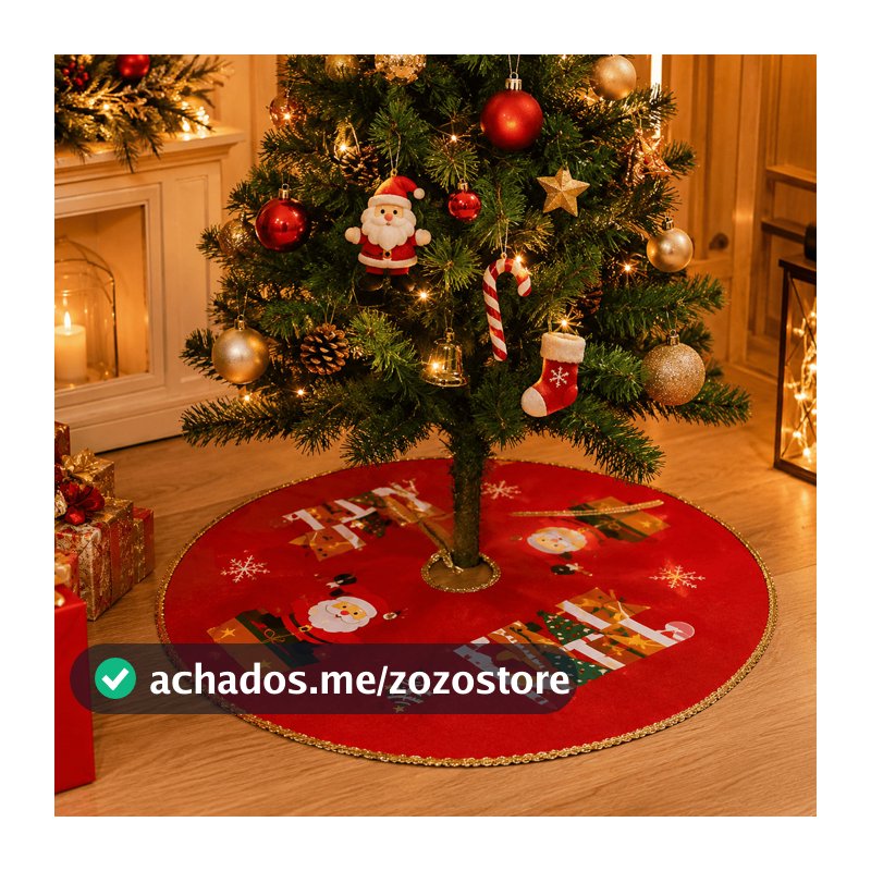 Saia para Árvore de Natal 40cm 60cm 90cm Tapete Base Decorativa Vermelha Papai Noel Decoração Natalina