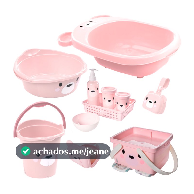KITS COM BANHEIRA OU CESTO BEBÊ INFANTIL PLASUTIL BALDE BACIA KIT HIGIENE SABONETEIRA PORTA CHUPETA