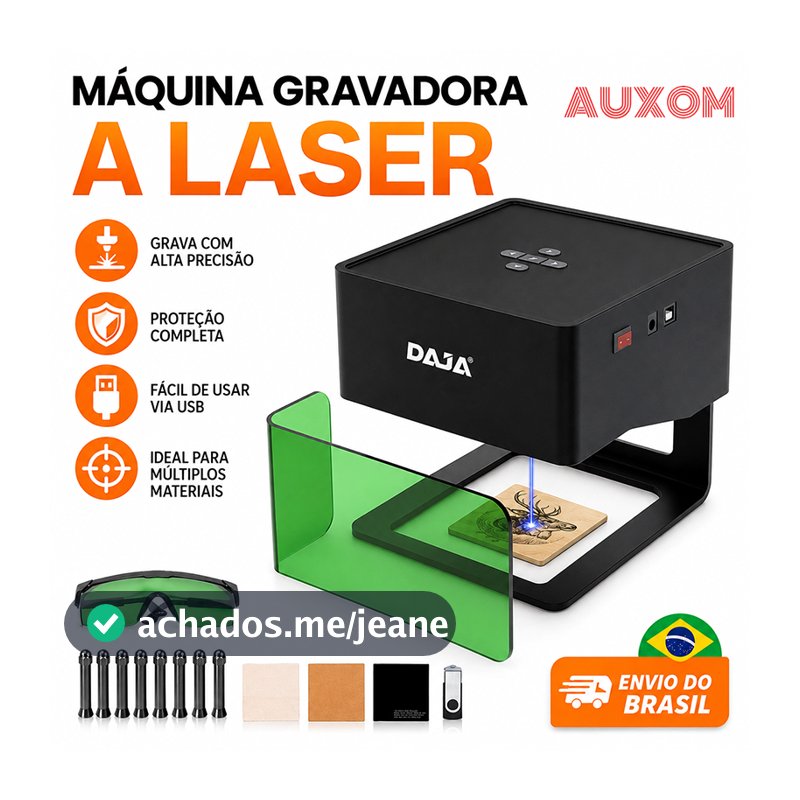 Máquina de Gravação a Laser DAJA Portátil DJ6 3W 8x8cm para Madeira/Couro/Acrílico