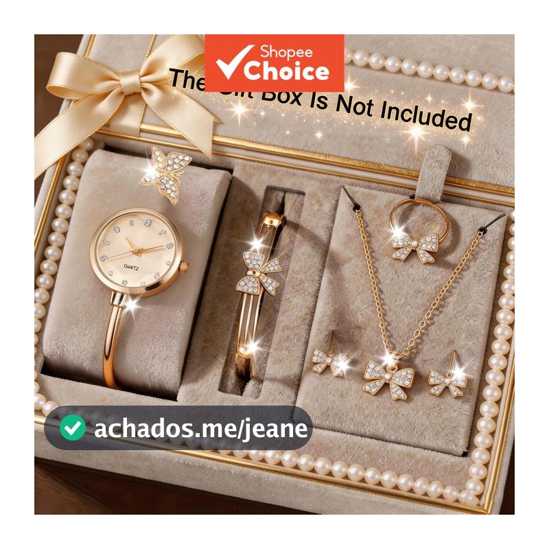Relógio digital Feminino Arco E Borboleta Cristal Para Mulheres Conjunto De Joias , Acessórios De Moda Feminina