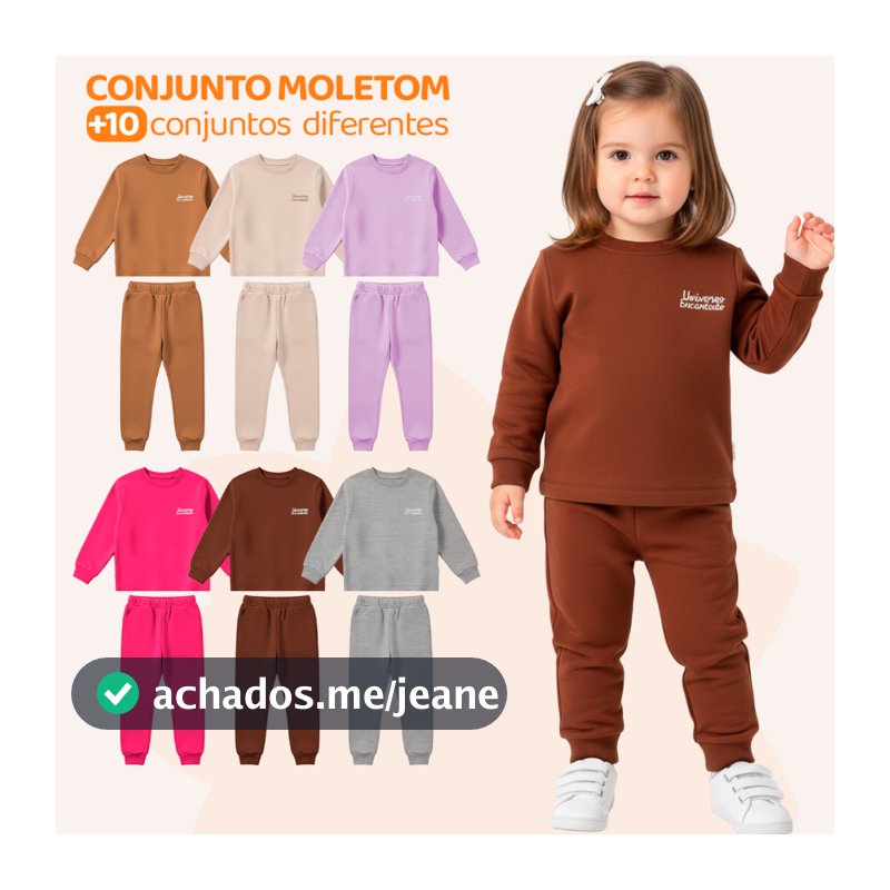 Kit 4 Peças Moletom Minimalista Bebês Menina Baby Blusa e Calça Manga Longa Roupa de Frio Inverno Feminina Neném