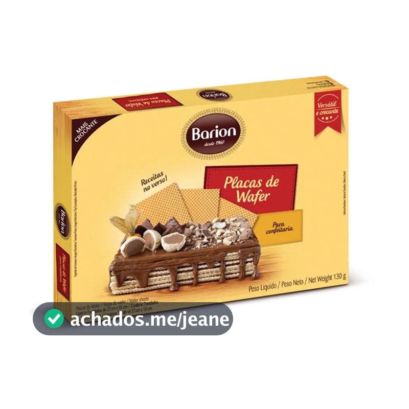Placas de Wafer 27x18cm 130g com 7 Unidades - Barion