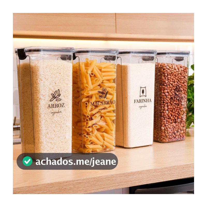 Porta Mantimentos GRANDE 1,8L – Arroz / Feijão Pote Multiuso com Vedação Hermética e Click | Variações