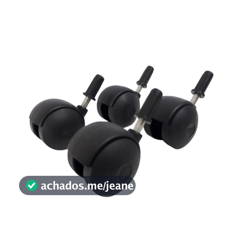 Kit Rodinhas Giratórias 40mm Pino 6mm Preto Fruteira Gaveteiro Mais Bucha De Meia