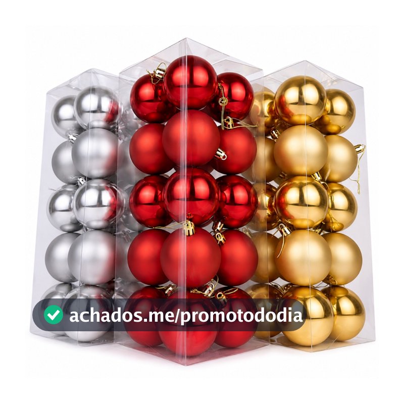 Kit Bolas De Natal 6 Cm Luxo Natalinos Decoração Brilhante Lisa