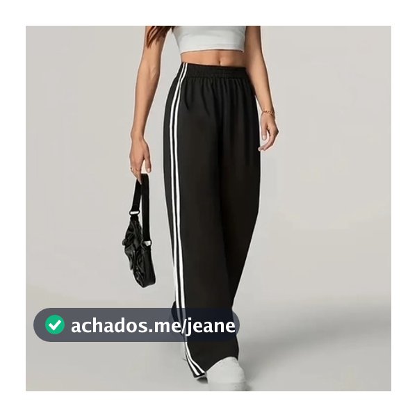 Calça Feminina Malha Confortável com Listras Laterais Estilosa Moda Gringa Tendência