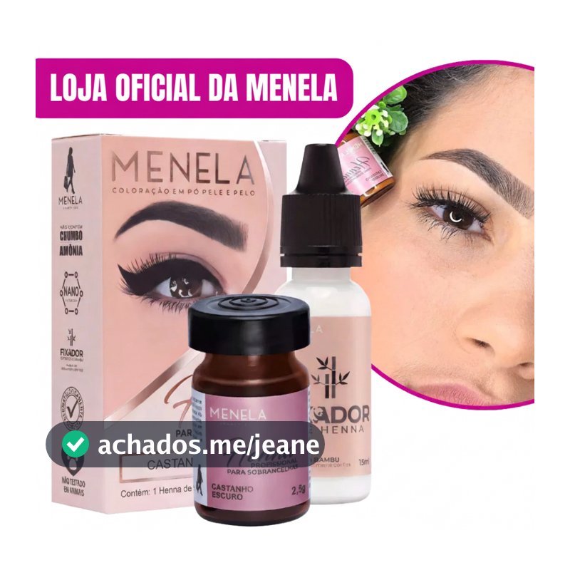 Henna Menela Profissional para Designer de Sobrancelhas Escolha Sua Cor 2,5g - Com Fixador e Nanotecnologia