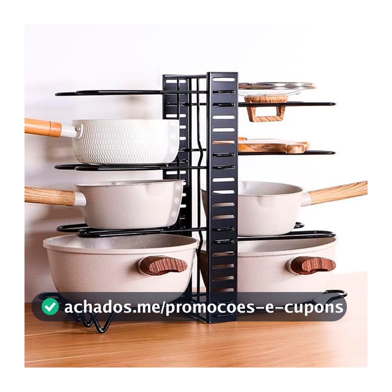Organizador de Panelas Armário Suporte Ajustável De 8 Camadas Com 3 Métodos