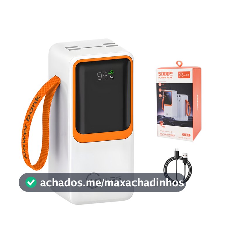 Power Bank 20000/30000/50000mAh Carga Rápida Display Digital 33W66W USB Type-C