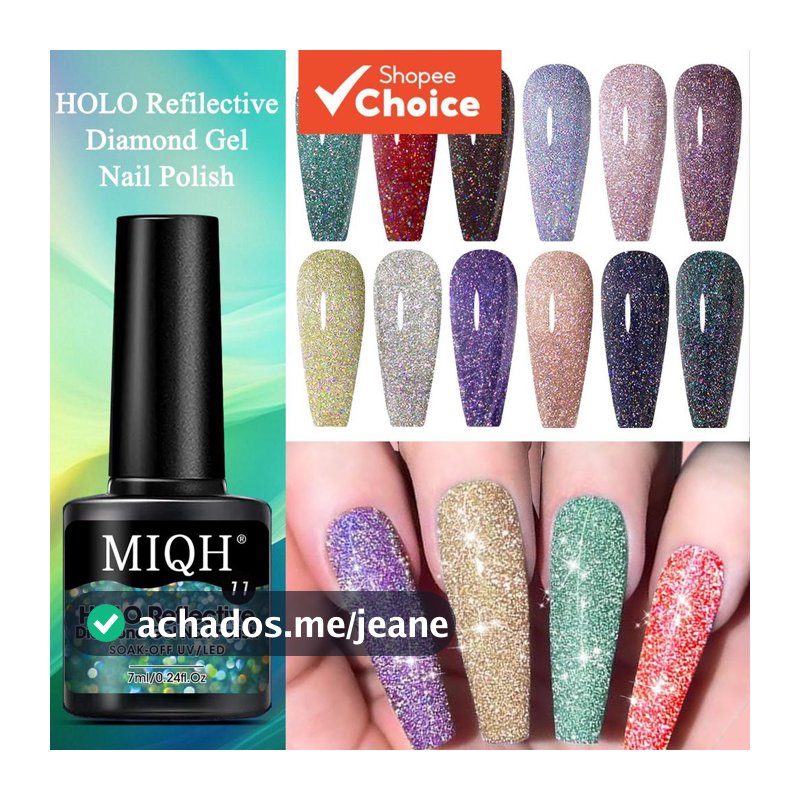 MIQH Esmalte em gel de glitter multicolorido, 10 unidades, brilho intenso, duradouro e colorido, qualidade de salão,