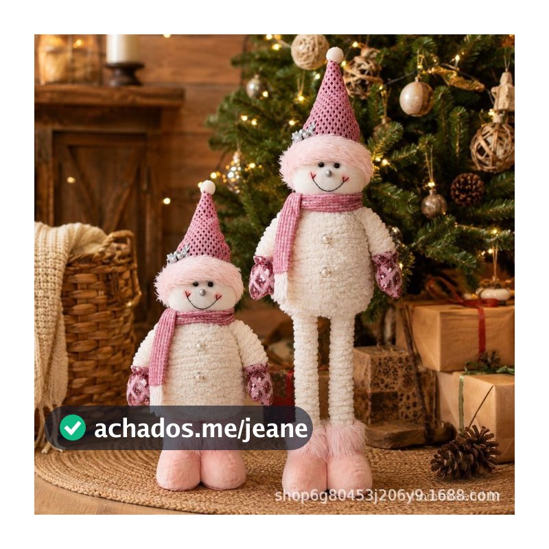 Boneco de Natal Esticável 50cm a 72cm Papai Noel Neve Rena Decoração