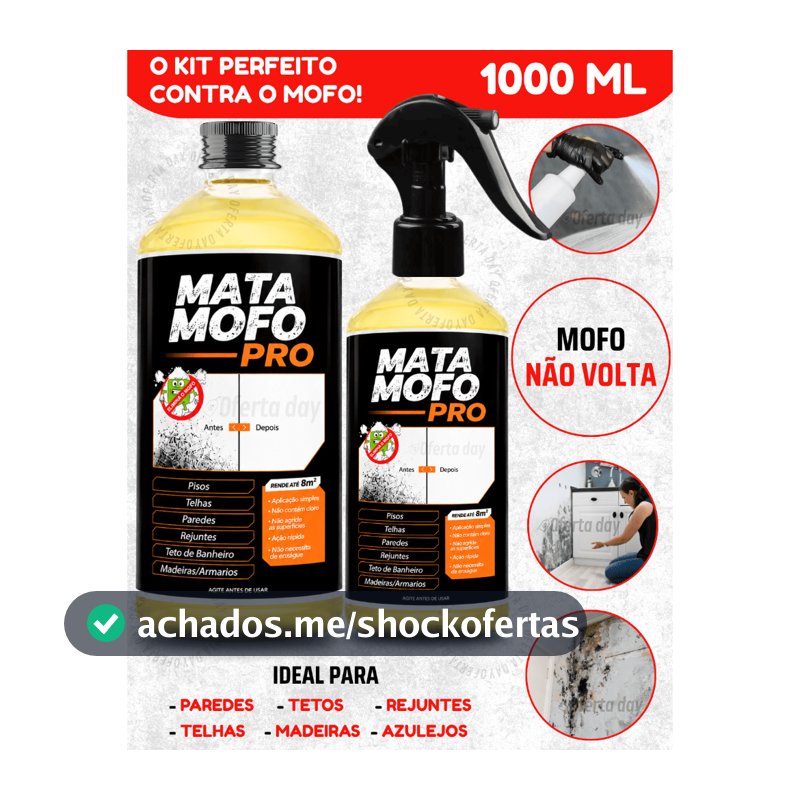 Tira Mata Mofo PREMIUM Com Spray Anti Não Volta Elimina Parede Teto Piso 1LT Armário Madeira Bolor