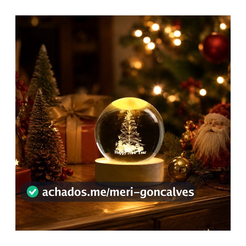 Luminária De Mesa USB Globo De Cristal Iluminado Arvore De Natal