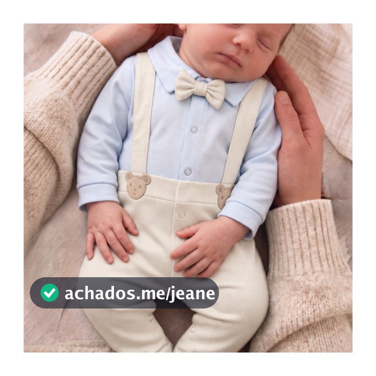 Macacão Bebê Social com Suspensório e Gravata Borboleta Fabio Off