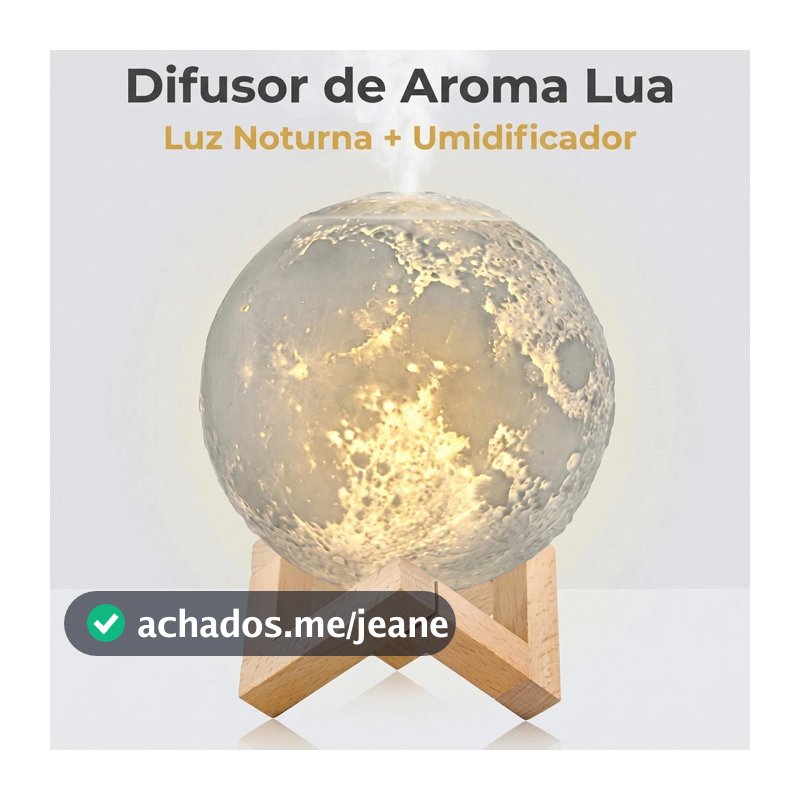 Umidificador Lua 3d Ultrassônico Usb Difusor Luminária 13CM