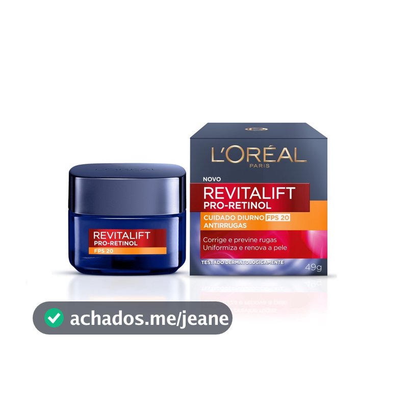 Creme Facial Antirrugas L'Oréal Paris Revitalift Retinol FPS 20, 49g
