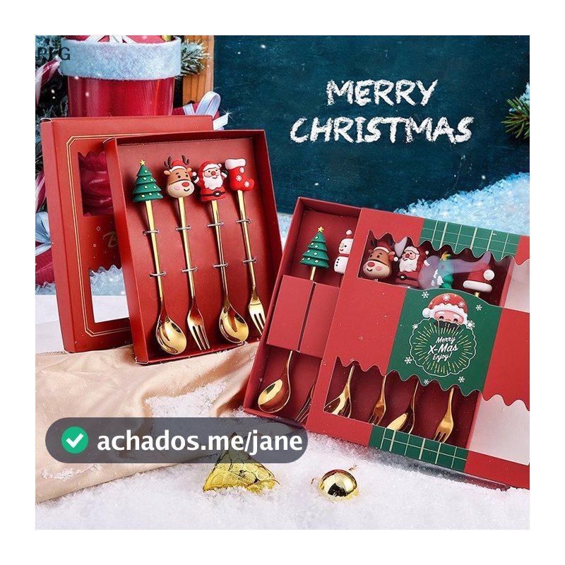 🎄🎄2/4/6 Pçs Conjunto De Garfo E Colher De Natal Utensílios De Mesa Criativos De Aço Inoxidável Garfos Presente Christmas