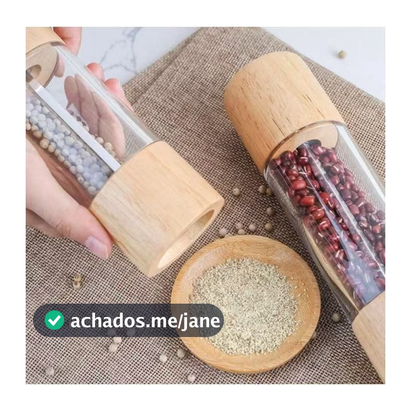 Manual Moedor Cilíndrico De Sal Pimenta Temperos Especiarias em Madeira e Acrílico