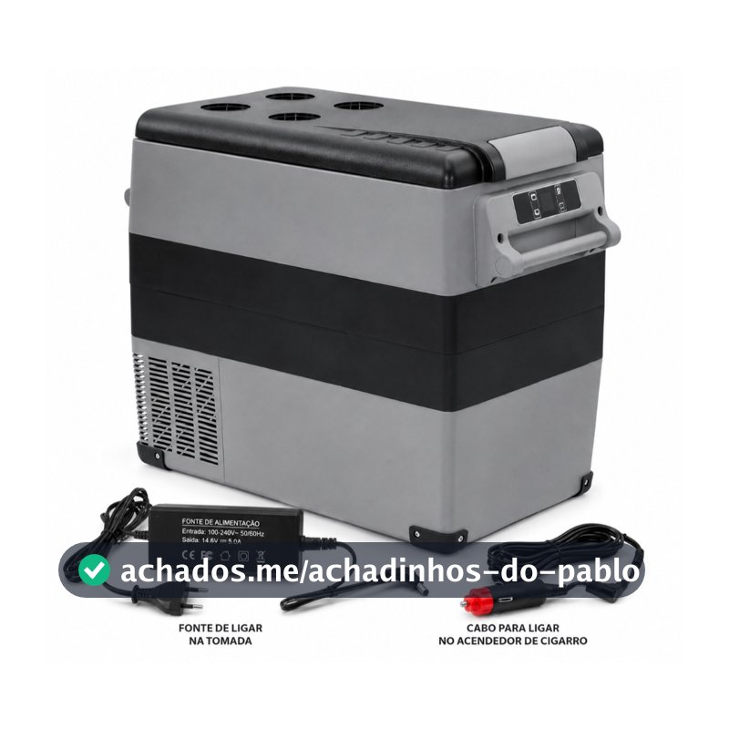 Geladeira Portátil 50 litros Motorhome Caminhão Lancha Volts 12/24/127/220