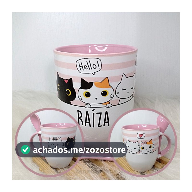 Caneca Gatinho Personalizada com Nome - Promoção