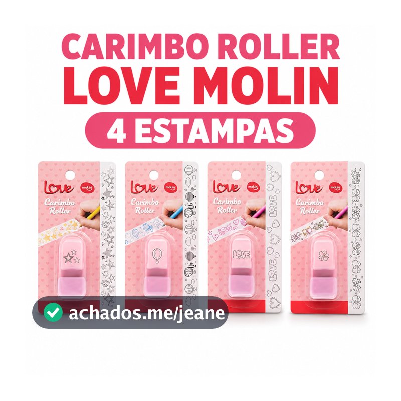 Carimbo Roller Decorativo Molin Love Estampa Escolhível Para Caderno Planner Scrapbook Papelaria Criativa