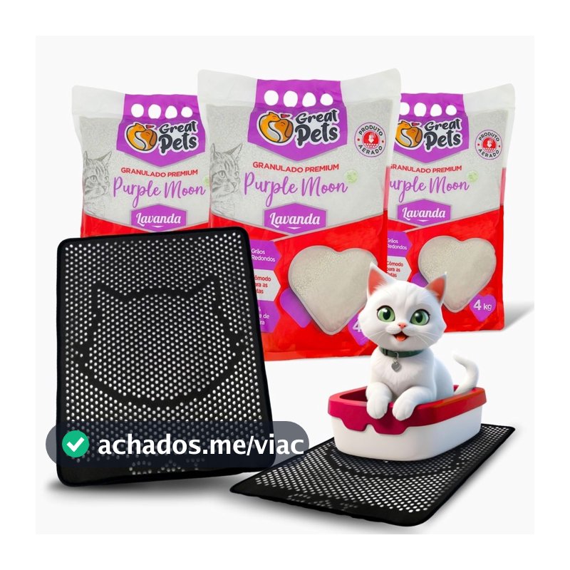 Kit 3 Areia Purple Moon 4Kg E Tapete Coletor De Areia Mypetone