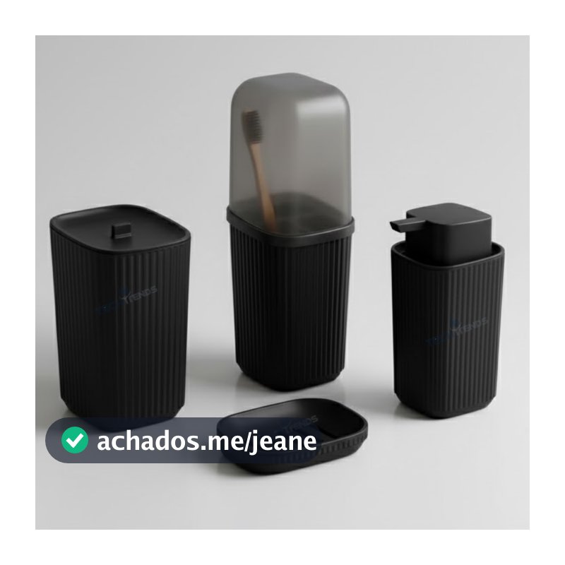 Kit Lavabo Banheiro Completo 4 Acessórios Dispense Sabonete, Porta Escova, Saboneteira,Porta algodão