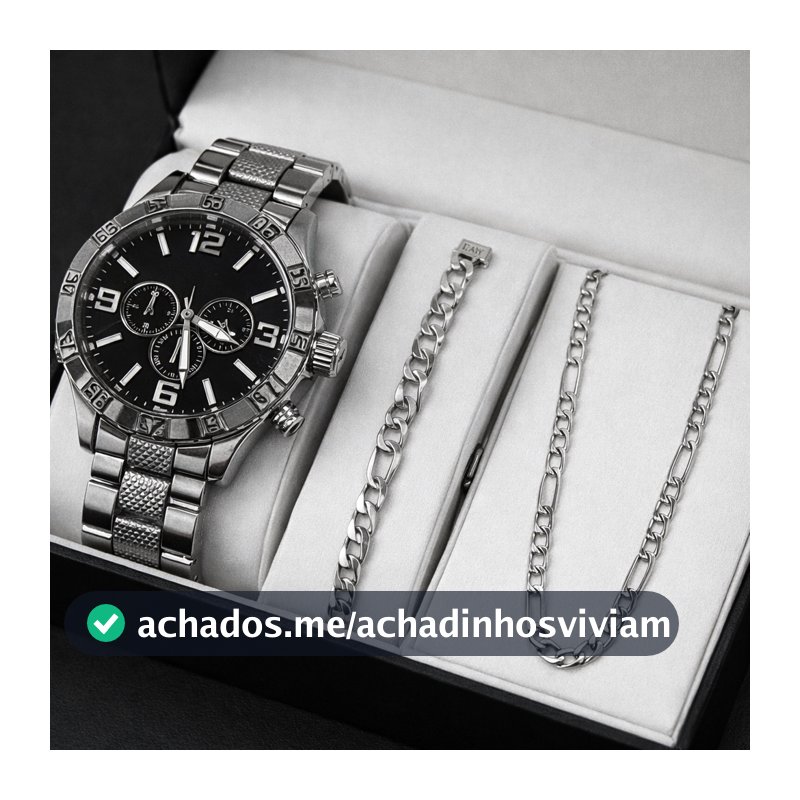 Relógio Masculino Pulseira Corrente Prata Dourado Quartzo Luxo