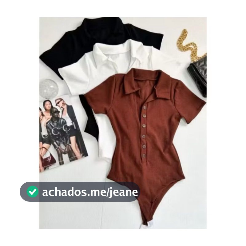 Body Polo feminino Collat Manga Curta Com Botão Unico ou Kit Bori Alta Qualidade