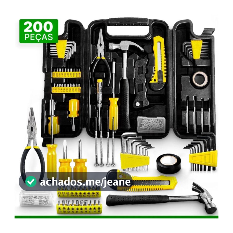 Kit Jogo De Ferramentas Completo 200 Pcs C/Soquetes Chaves Maleta