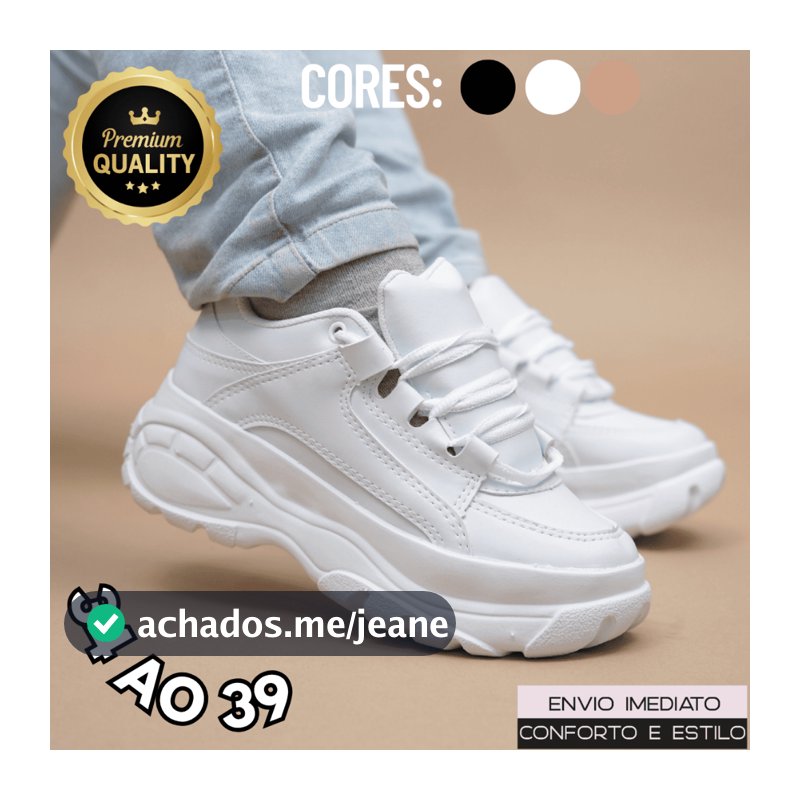 Tênis Bufalo Feminino Branco Plataforma Minimalista Conforto Premium