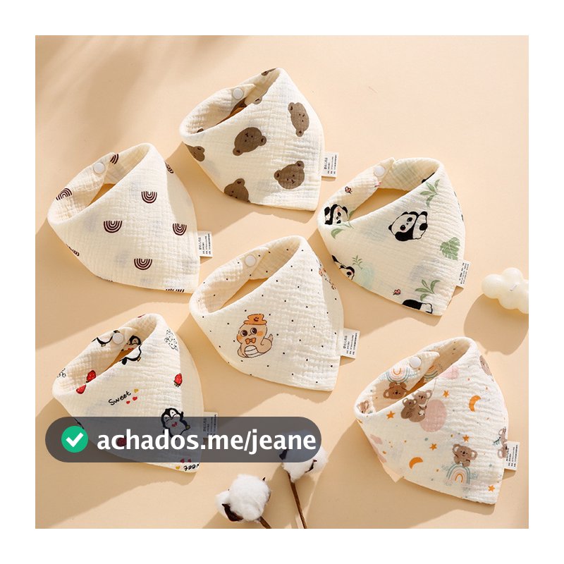Kit C/3 Babador Bandana de Bebê 100% Algodão 23cm x 18cm - Sortidas ANJIN.B