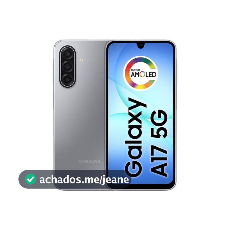 Celular Samsung Galaxy A17 5G com IA, 128GB, 4GB RAM, Câm de 50MP, Tela de 6.7", NFC, IP54